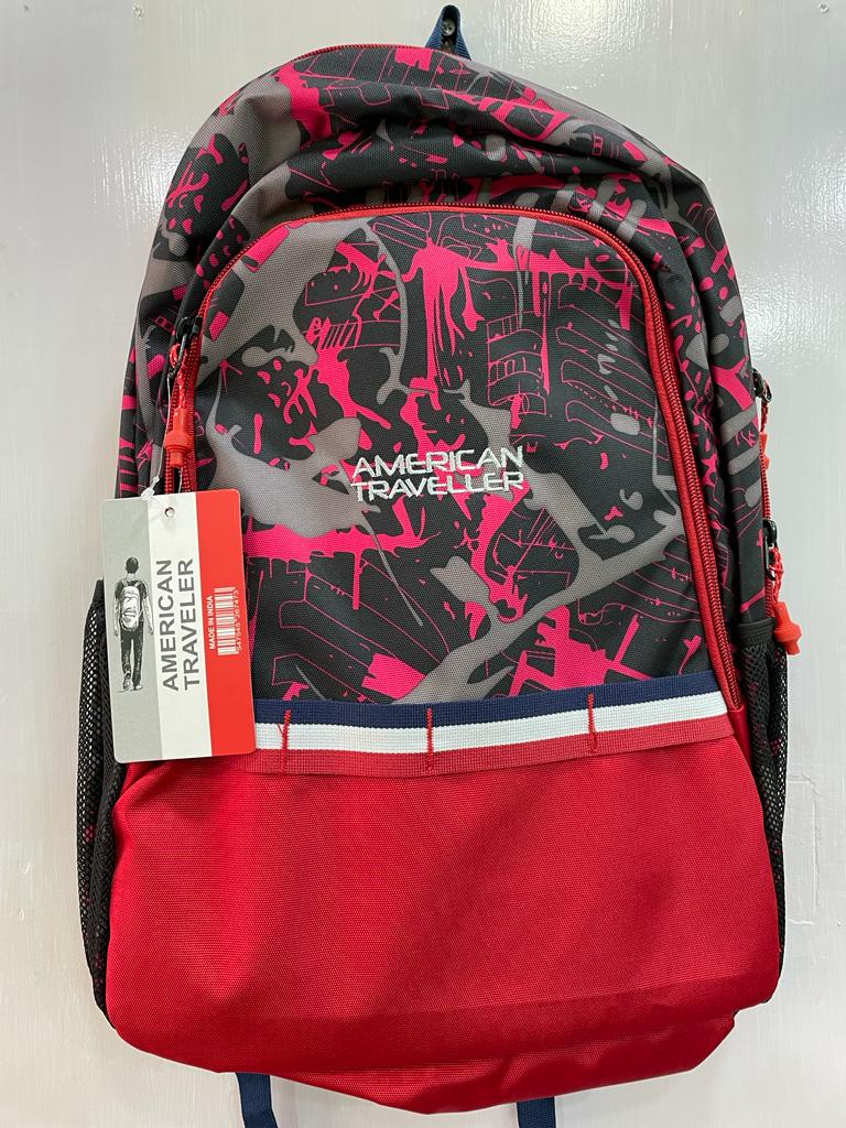 AMERICAN TRAVELLER  SCHOOL BAG (Black&Red)
