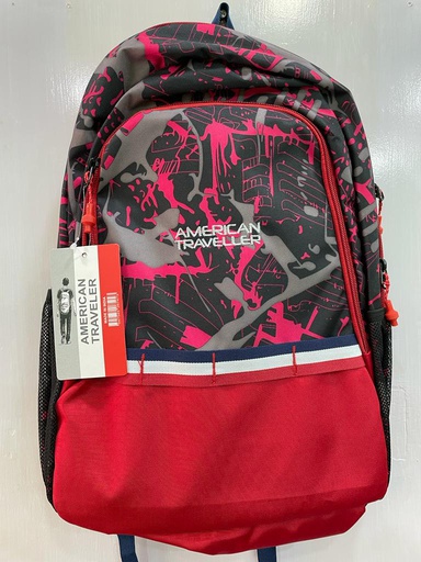 AMERICAN TRAVELLER  SCHOOL BAG (Black&Red)