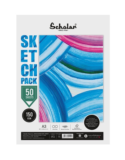 SCHOLAR SKETCH PACK 50 SHEETS (A3 CARTRIDGE PAPER)